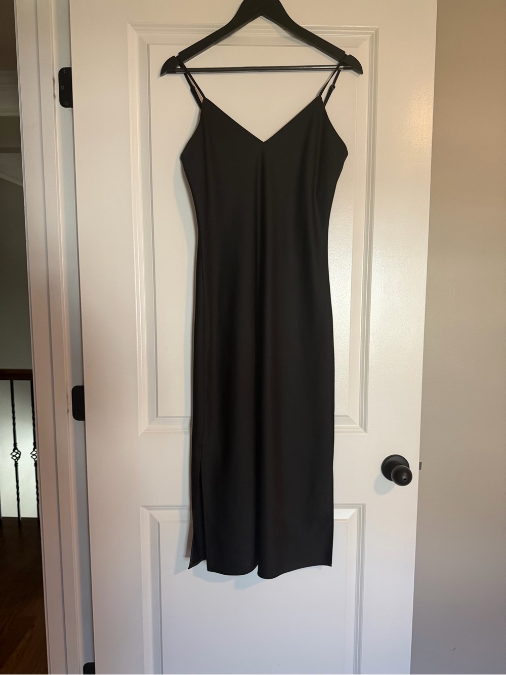 Gianni Bini Black Midi Slip Dress with Spaghetti Straps